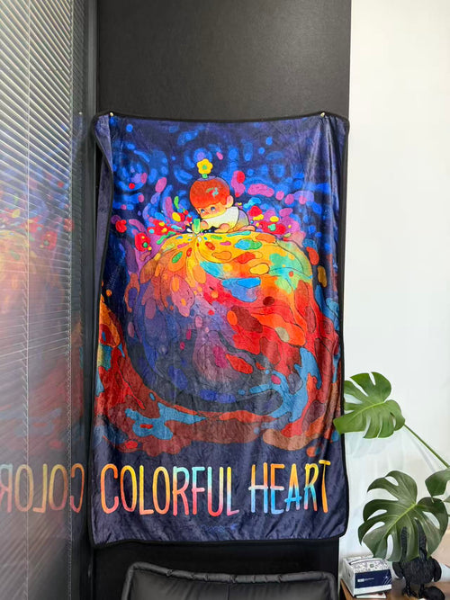 P-PET Series colorful heart Flannel Blanket