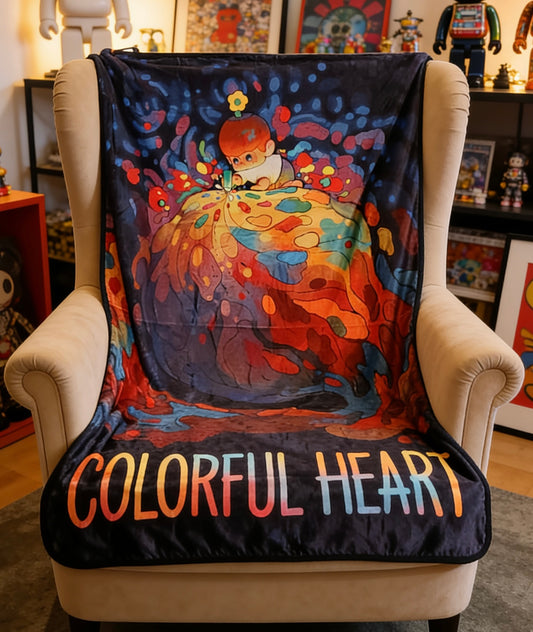 P-PET Series colorful heart Flannel Blanket